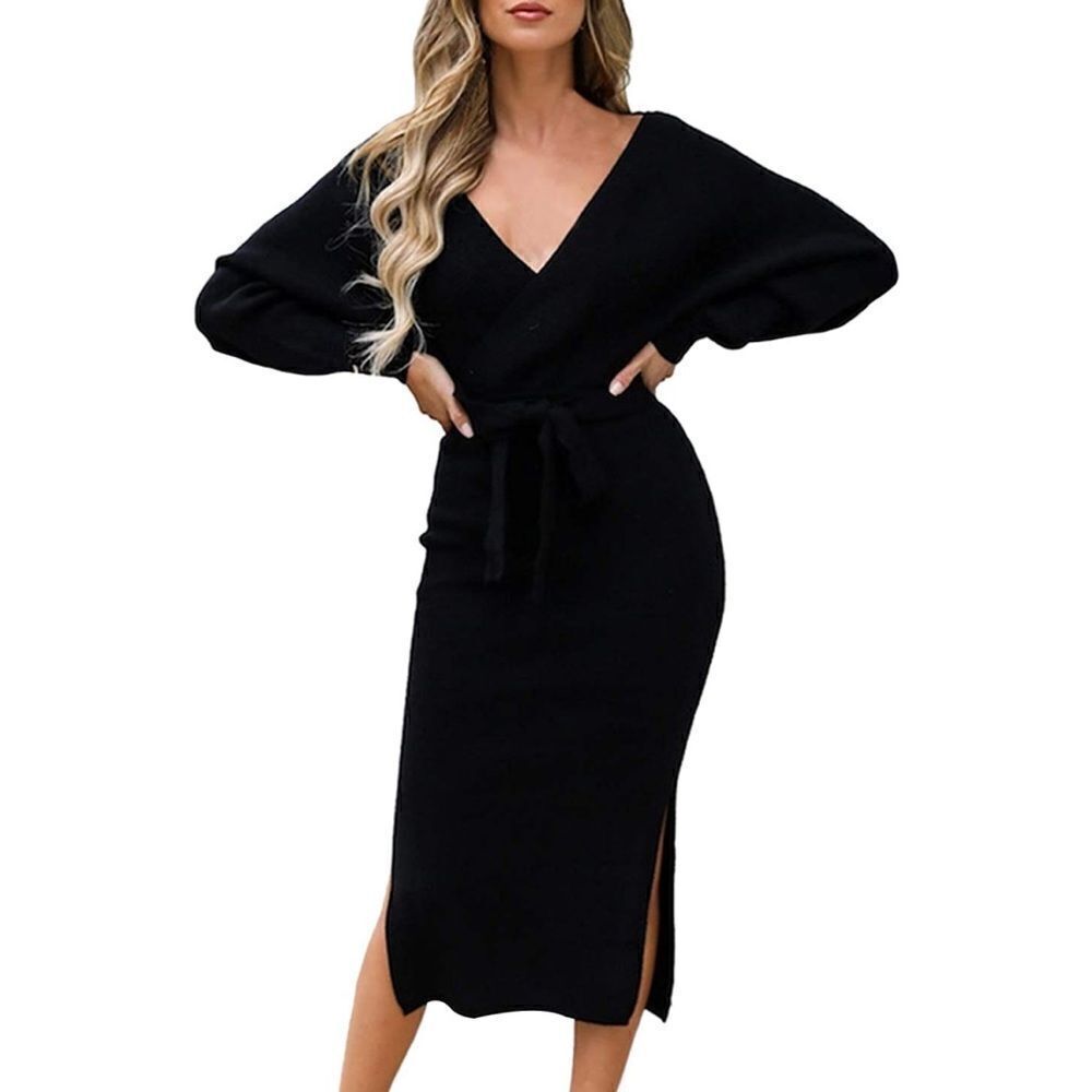 Black maxi sweater dress